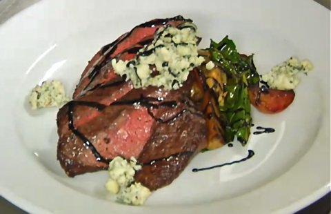 Skirt Steak with Roasted Beets and Blue Cheese Crumbles