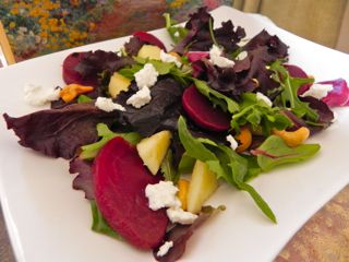 Beet, Cashew and Goat Cheese Salad