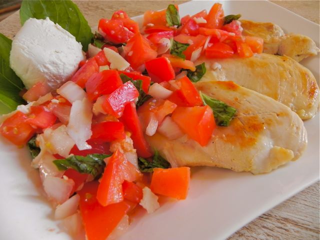 Chicken with Tomato, Basil and Goat Cheese