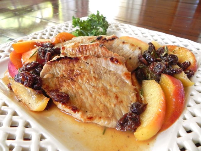 Dijon Pork Chops with Peaches