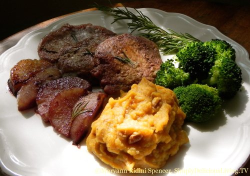 Pork Chops with Pears and Cabernet Sauce, SimplyDeliciousLiving.com