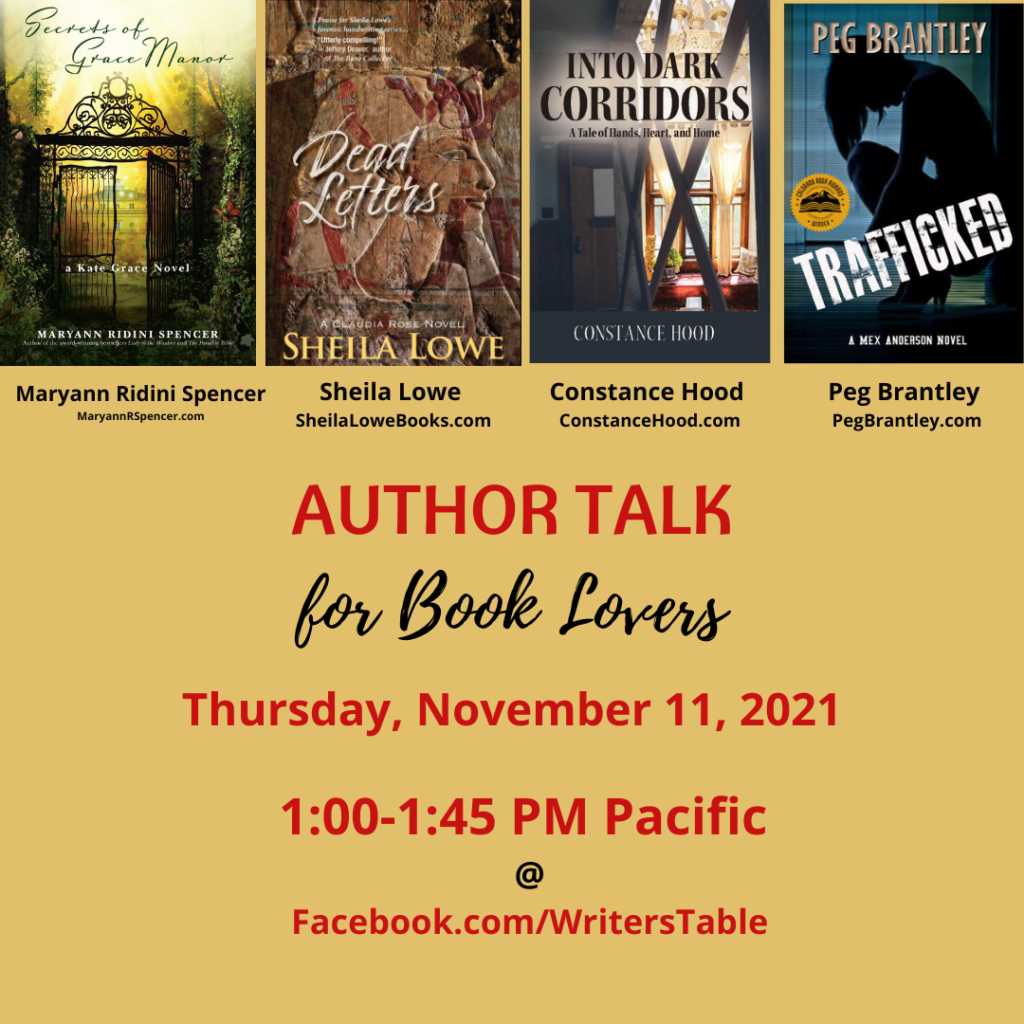 Tune In to Writer's Table AUTHOR TALK, November 11, 1:00 PM PT